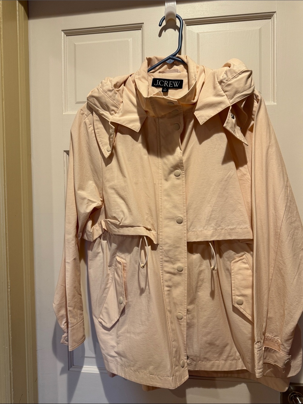 J. Crew Lightweight Hooded Anorak Jacket in Pale Peach